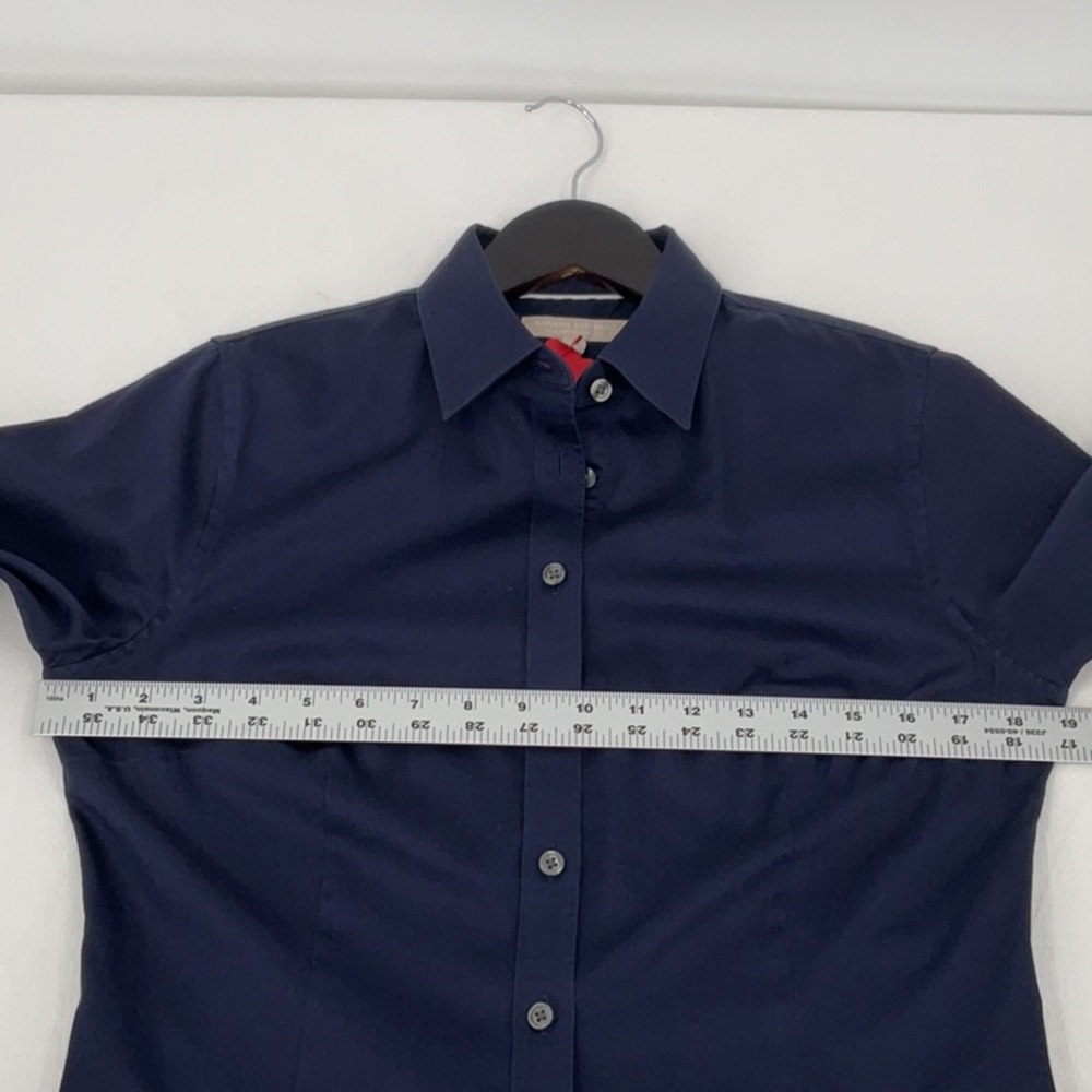 Banana Republic Button Front Shirt Navy Size 8 Stretch Cotton Tailored Fit - Picture 8 of 12